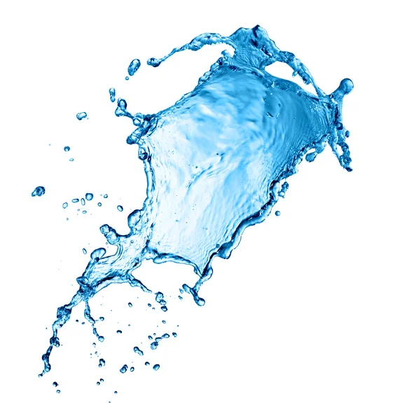 Блакитні водяні бризки ізольовані на білому тлі — стокове фото