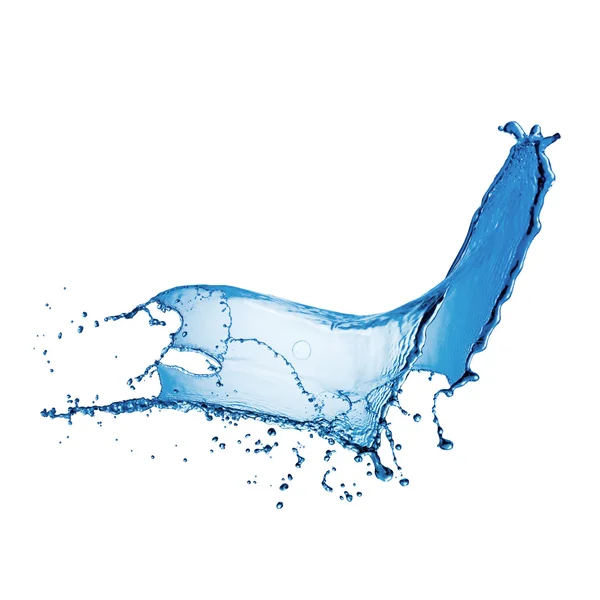 Blaues Wasser spritzt isoliert auf weißem Hintergrund — Stockfoto
