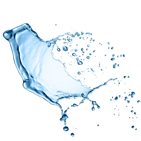 Spruzzo d'acqua blu isolato su sfondo bianco — Foto Stock