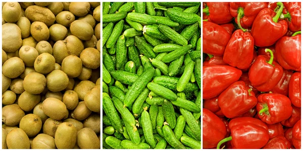 Verzameling van groente- en fruitachtergronden — Stockfoto