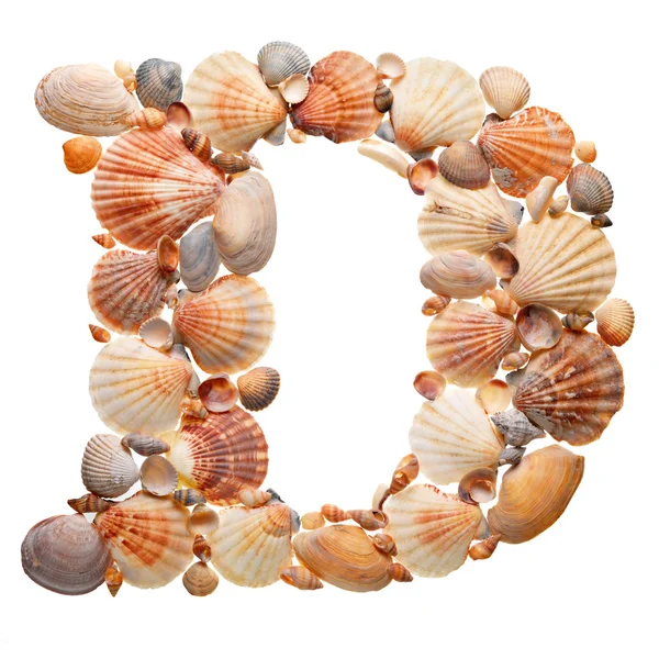 Summer alphabet made of seashells Stock Photo