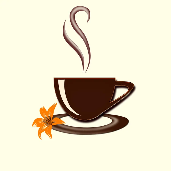 孤立したコーヒー カップと花 — ストック写真