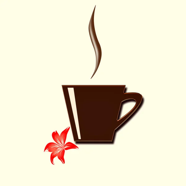 Filiżanka kawy na białym tle i kwiat — Zdjęcie stockowe