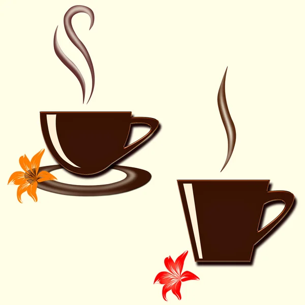 Geïsoleerde kop koffie en bloem — Stockfoto