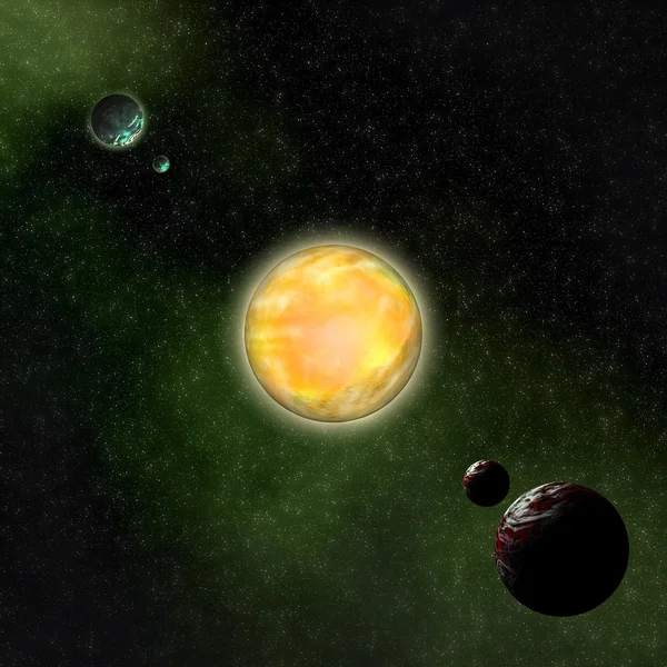 Abstrakter kosmischer Hintergrund mit Planet — Stockfoto