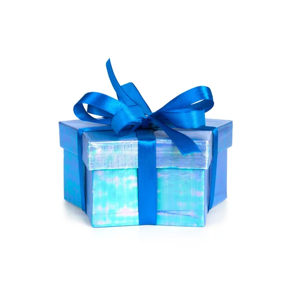 Caja de regalo con cinta azul —  Fotos de Stock