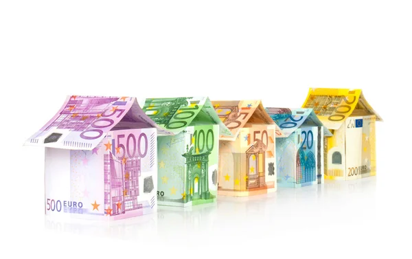 Houses from Euro bills — Stock Photo, Image