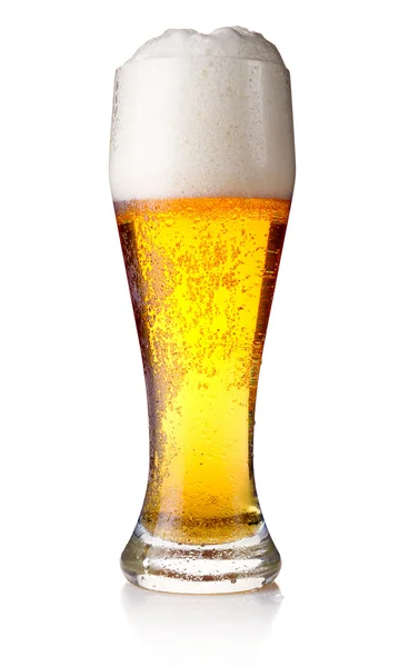 Full glass of beer isolated on white — Stock Photo, Image