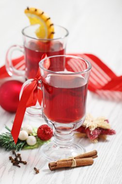 Cranberry punch with Christmas decoration clipart