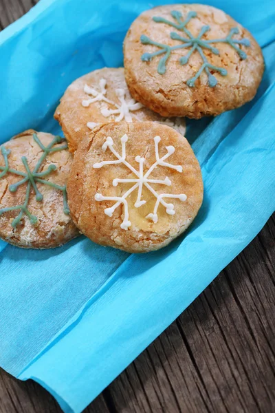 Soubory cookie s sněhové vločky — Stock fotografie