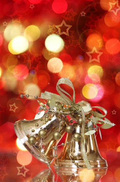 Golden Christmas bell tree decorations — Stock Photo, Image