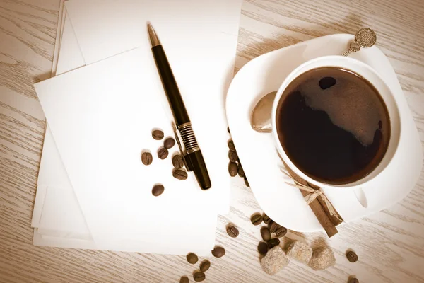 Kávé és betűk — Stock Fotó