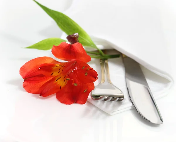 Decorative table setting with flower — Stock Photo, Image