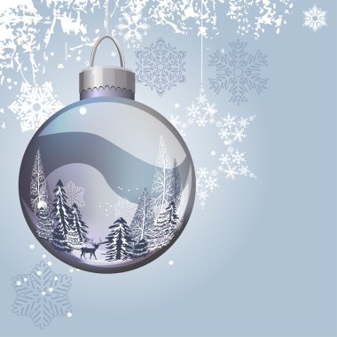 Christmas background with ball and snowflakes clipart