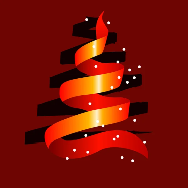 Albero di Natale stilizzato in nastro rosso — Vettoriale Stock