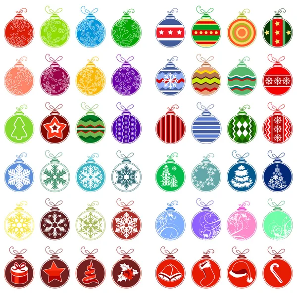 Nagy gyűjtemény a különböző karácsonyi labdák — Stock Vector