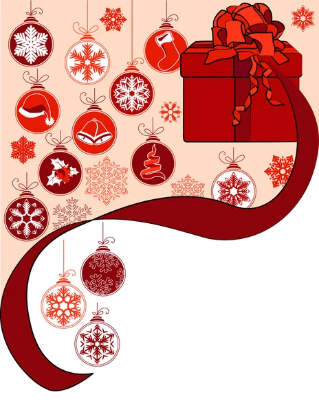 Χριστούγεννα ευχετήρια κάρτα με το κιβώτιο δώρων — Διανυσματικό Αρχείο