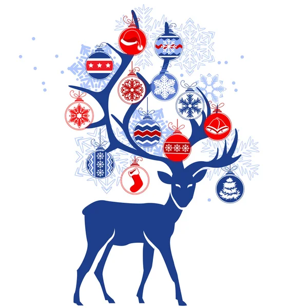 圣诞球的程式化的鹿 — 图库矢量图片