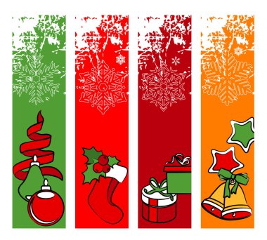 Four vertical winter banners clipart