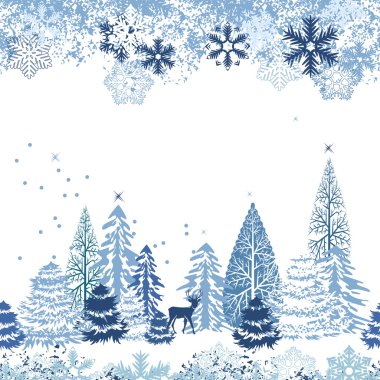 Seamless pattern with winter forest