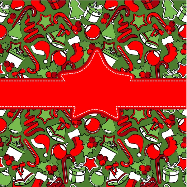 Creeting tarjeta con decoración de Navidad — Vector de stock