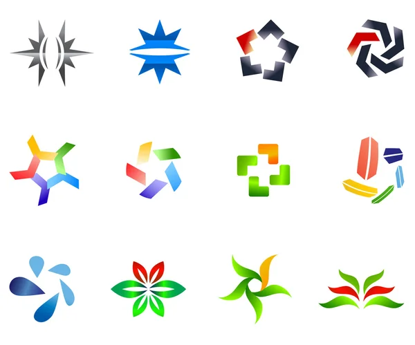 12 kleurrijke vector symbolen: (4 instellen) — Stockvector