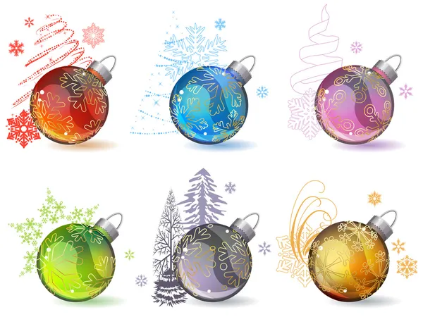 Bolas de vidro de Natal diferentes — Vetor de Stock