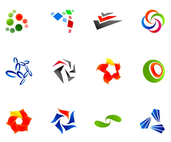 12 simboli vettoriali colorati: (set 10 ) — Vettoriale Stock