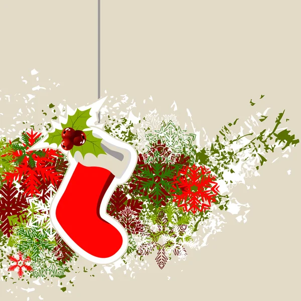 Pendurado Santa meia com decorações de Natal —  Vetores de Stock