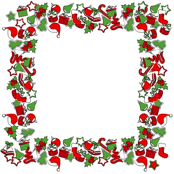 Порожня різдвяна рамка з традиційними символами — стоковий вектор