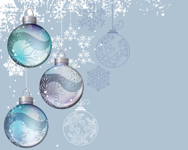 Blauwe Kerstmis achtergrond met glazen bollen — Stockvector