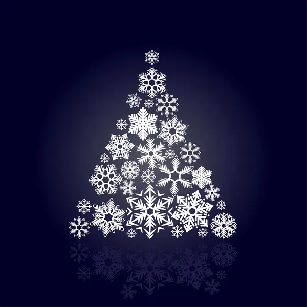 Kerstboom gemaakt van sneeuwvlokken — Stockvector