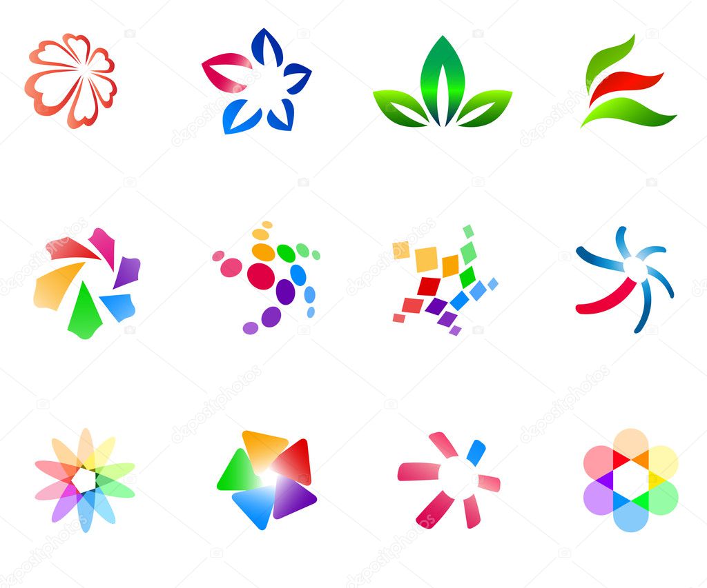 12 colorful vector symbols: (set 3)