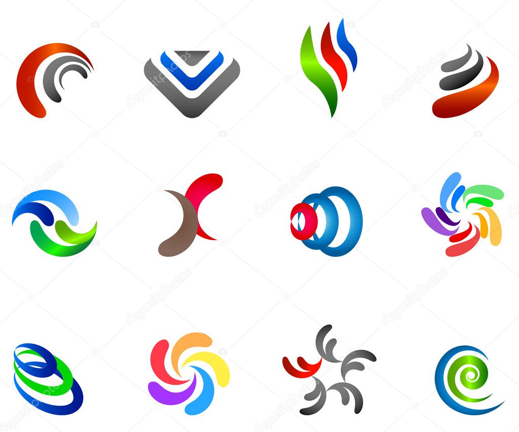 12 colorful vector symbols: (set 5)