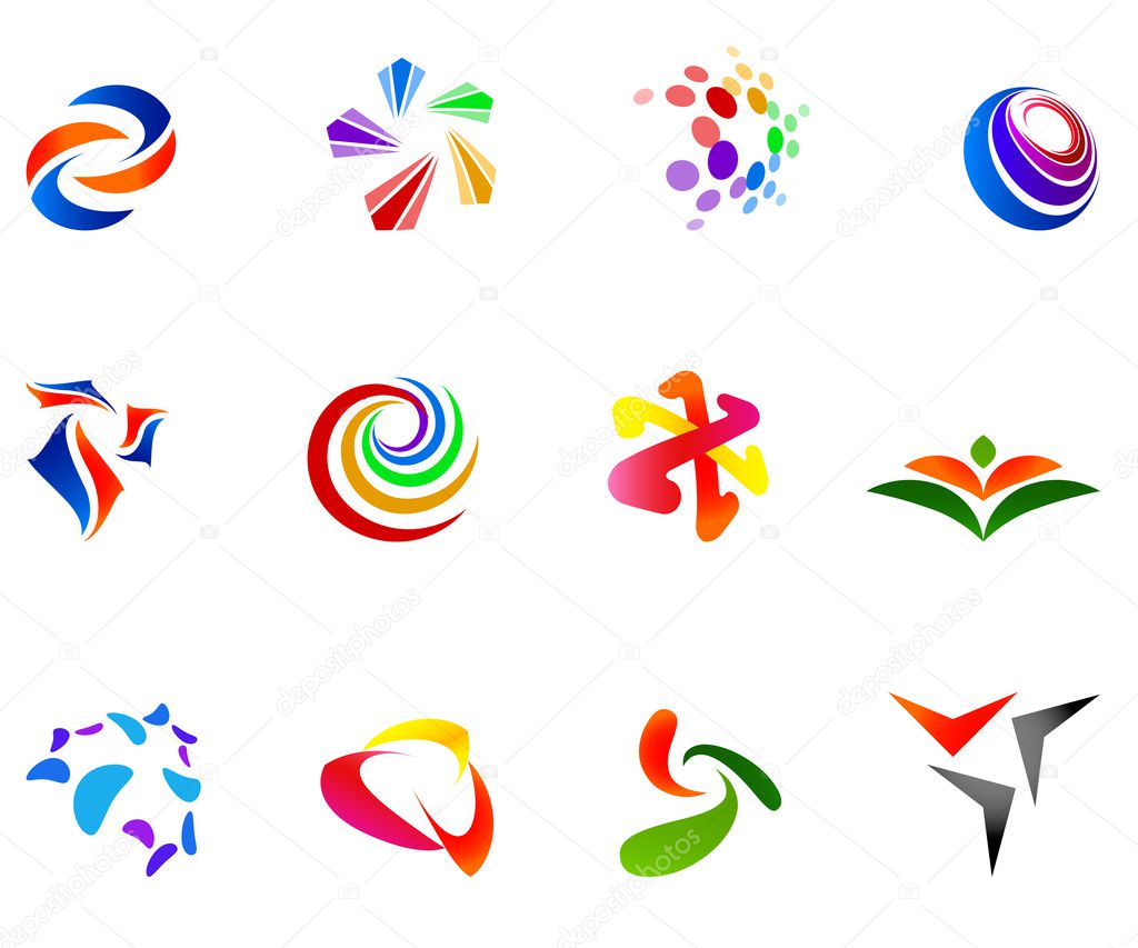 12 colorful vector symbols: (set 7)