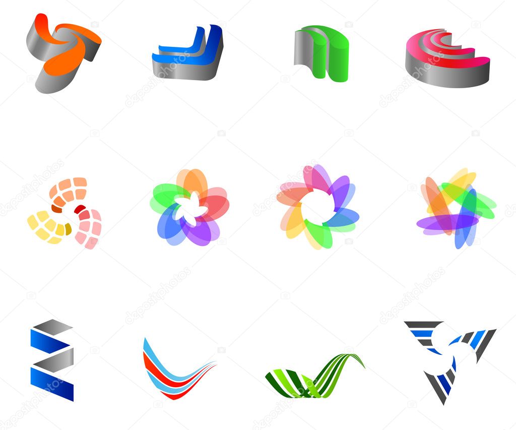 12 colorful vector symbols: (set 8)