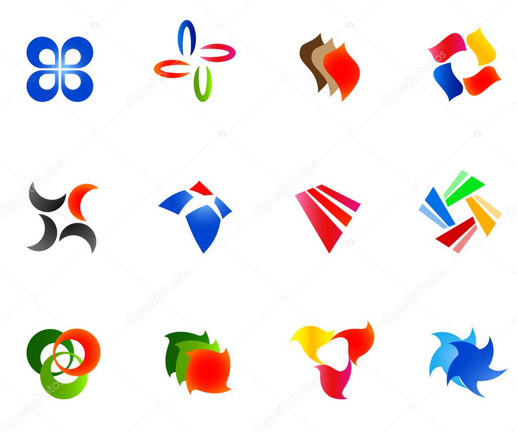 12 colorful vector symbols: (set 9)