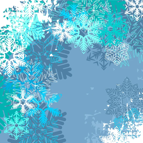 Blauer Hintergrund mit Schneeflocken — Stockvektor