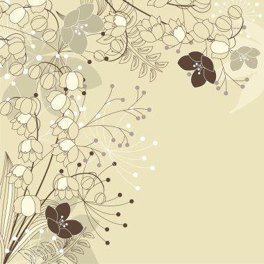 Beige background with forest plants clipart