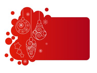 Red Christmas frame with hanging contour balls clipart