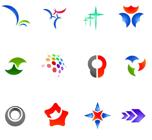 12 kleurrijke vector symbolen: (11 instellen) — Stockvector