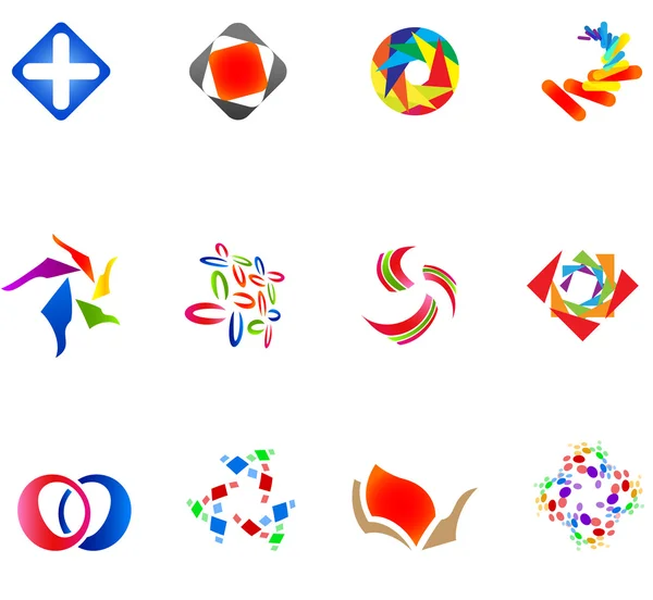 12 símbolos vectoriales de colores: (conjunto 14 ) — Archivo Imágenes Vectoriales