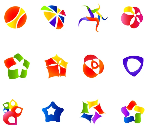 12 símbolos vectoriales de colores: (conjunto 16 ) — Archivo Imágenes Vectoriales