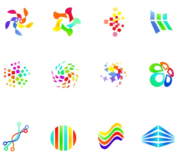 12 symboles vectoriels colorés : (ensemble 17 ) — Image vectorielle
