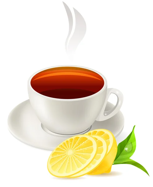 Taza de té sobre fondo blanco — Vector de stock