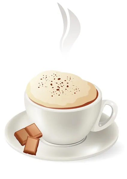 Filiżankę gorącej cappuccino — Wektor stockowy