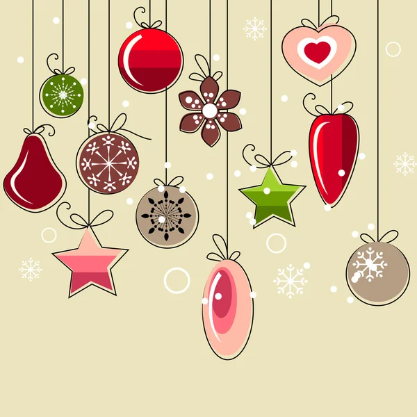 Hanging Christmas decorations — Stock Vector