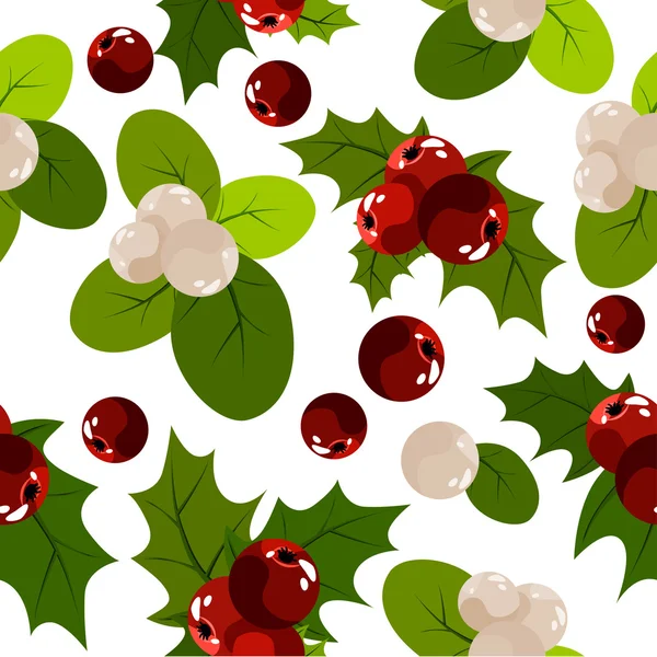 Naadloze Kerst patroon met holly berry — Stockvector