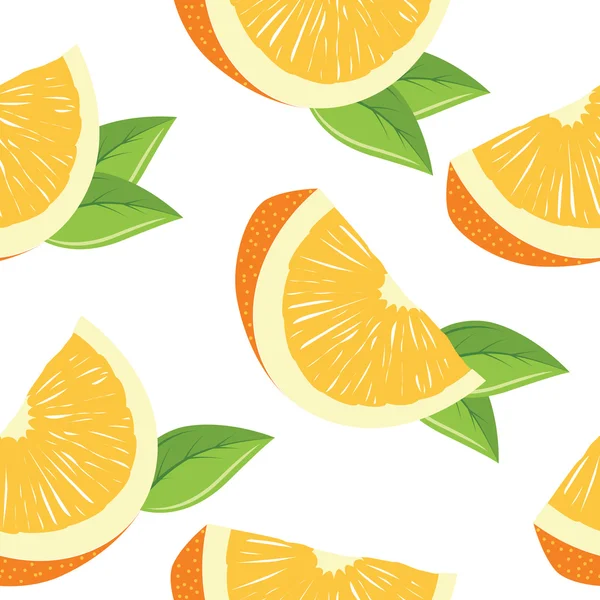 オレンジ色のスライスとのシームレスなパターン — ストックベクタ