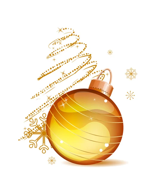 Boże Narodzenie złota piłka na białym tle — Wektor stockowy